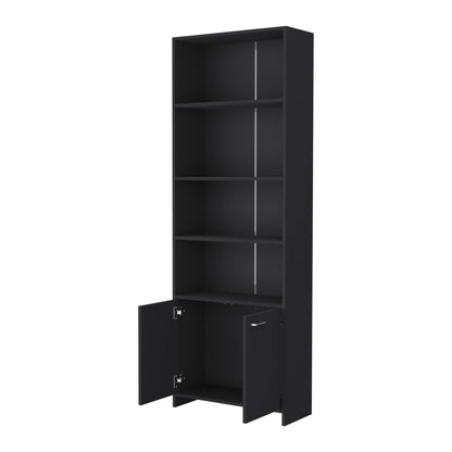 Biblioteca Con Dos Puertas  Y Cinco Repisas, FM Furniture, Negro