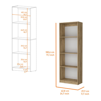 Biblioteca Estante Con Cuatro Repisas Melamina, FM Furniture Cafe Claro