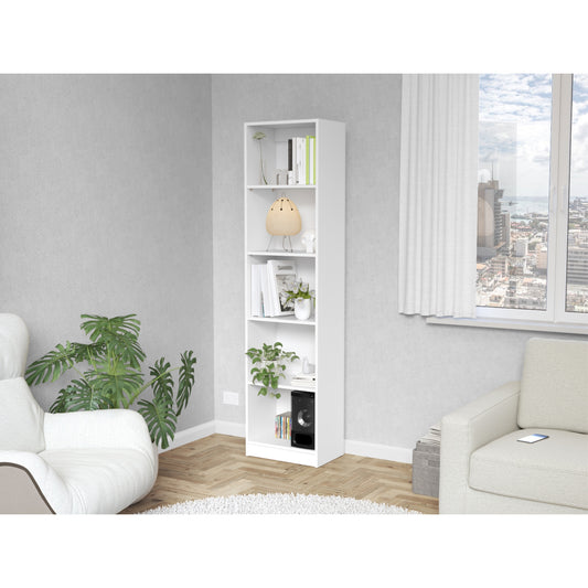 Biblioteca Estante Con Cinco Repisas Melamina, FM Furniture Blanco