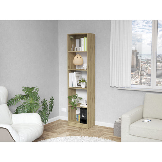 Biblioteca Estante Con Cinco Repisas Melamina, FM Furniture Cafe Claro