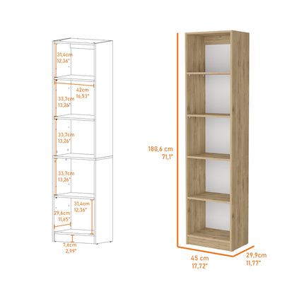 Biblioteca Estante Con Cinco Repisas Melamina, FM Furniture Cafe Claro