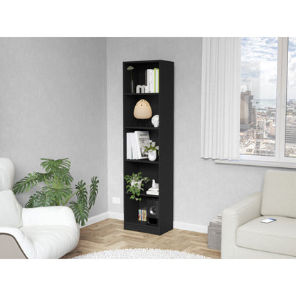 Biblioteca Estante 18, Con Cinco Repisas  Melamina, FM Furniture Negro