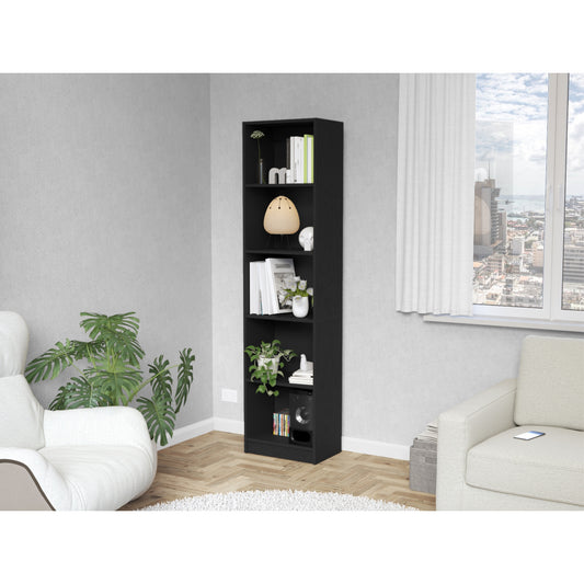 Biblioteca Estante 18, Con Cinco Repisas  Melamina, FM Furniture Negro