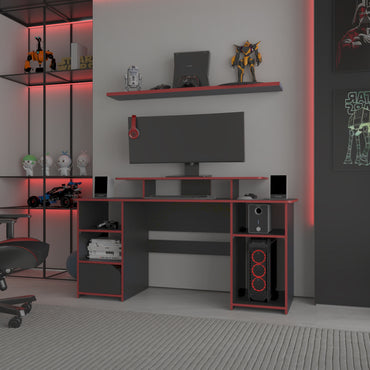 Escritorio Gamer, FM Furniture 045N Negro Y Rojo