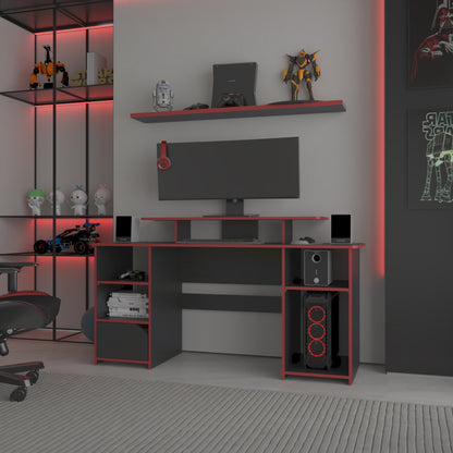 Escritorio Gamer, FM Furniture 045N Negro Y Rojo