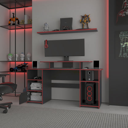 Escritorio Gamer, FM Furniture 045N Negro Y Rojo
