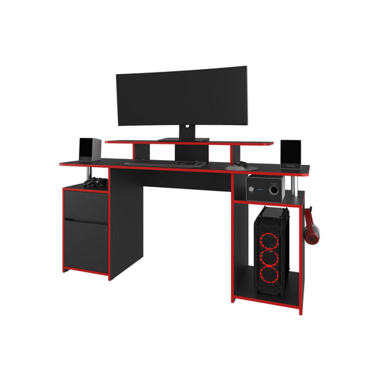 Escritorio Gamer Una Puerta Un Cajon, FM Furniture 054N Negro Y Rojo