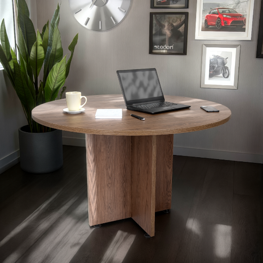 Mesa De Reunion Redonda Fm 055N Negro Y Café Oscuro