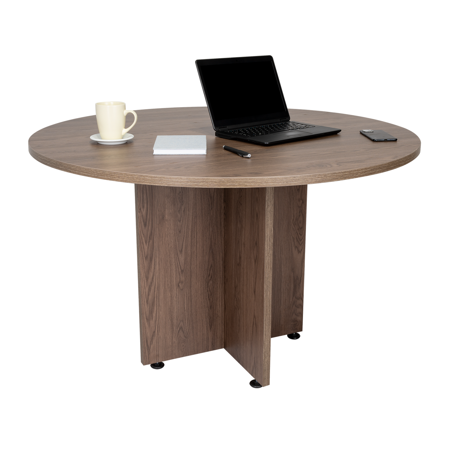 Mesa De Reunion Redonda Fm 055N Negro Y Café Oscuro