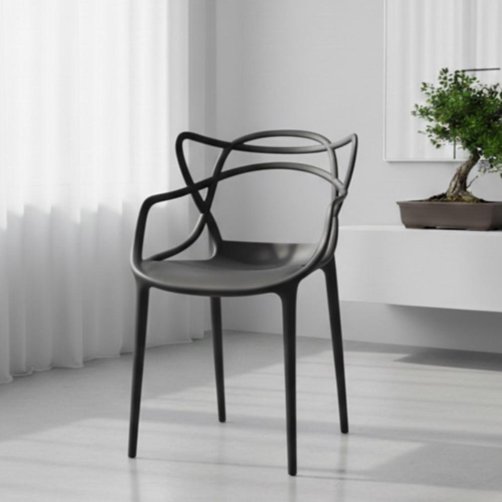 Silla Palermo, Color Negro, con Espaldar y Diseño Moderno