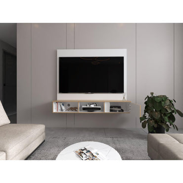 Panel Tv 65", Blanco Y Cafe Claro