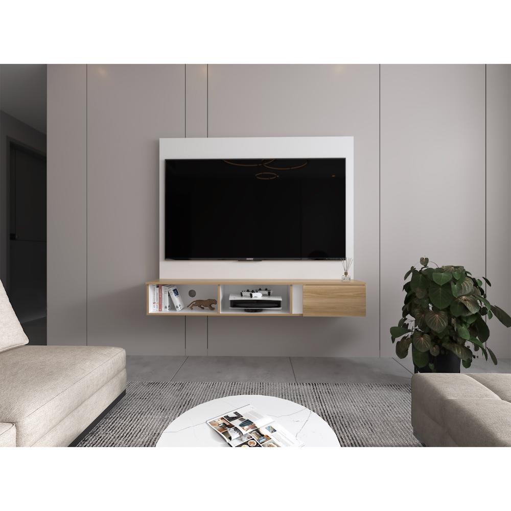 Panel Tv 65", Blanco Y Cafe Claro