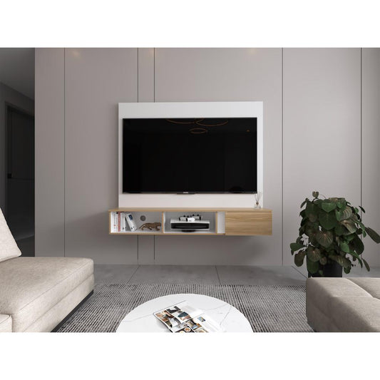 Panel Tv 65", Blanco Y Cafe Claro