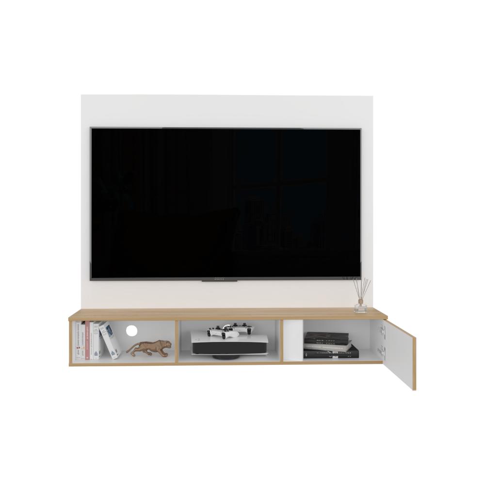 Panel Tv 65" Dassel, Color Blanco Y Fresno