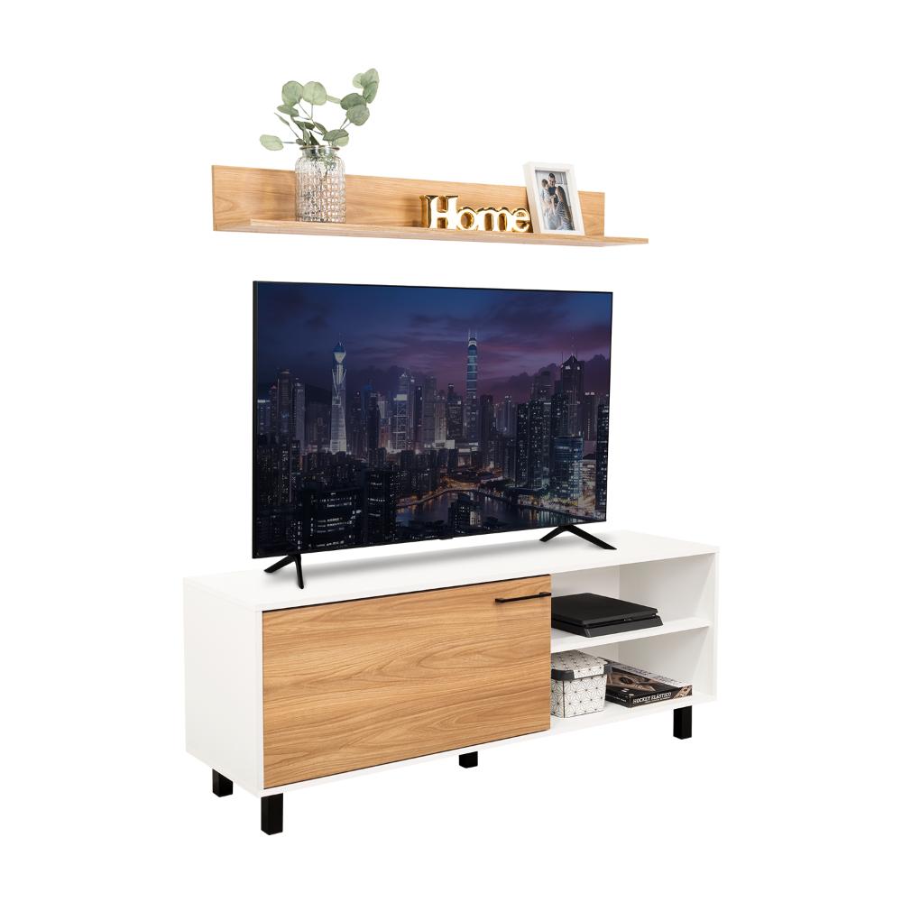 Rack Tv Bryce, Blanco Duqueza y Fresno Europeo, Para Televisor Hasta 60 Pulgadas (vista 3)