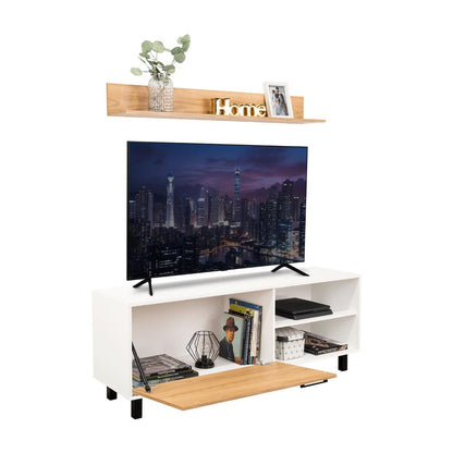 Rack Tv Bryce, Blanco Duqueza y Fresno Europeo, Para Televisor Hasta 60 Pulgadas (vista 4)