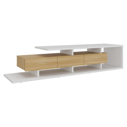 Mesa Para Tv Quito, Blanco Duqueza y Fresno Europeo, Para Televisor Hasta 65"