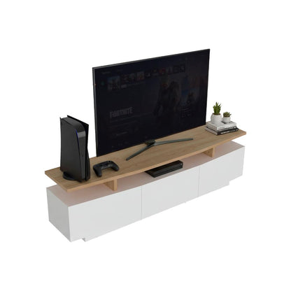 Mesa Para Tv Serena, Blanco Duqueza y Fresno Europeo, Para Televisor Hasta 65"