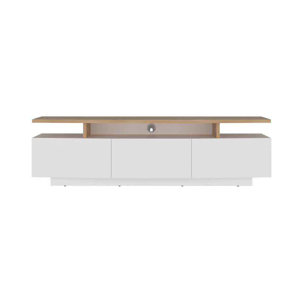 Mesa Para Tv Serena, Blanco Duqueza y Fresno Europeo, Para Televisor Hasta 65"
