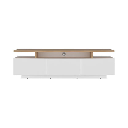 Mesa Para Tv Serena, Blanco Duqueza y Fresno Europeo, Para Televisor Hasta 65"