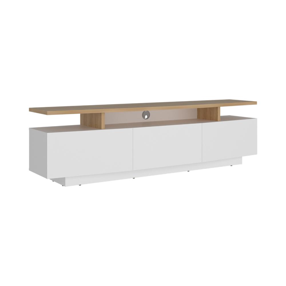 Mesa Para Tv Serena, Blanco Duqueza y Fresno Europeo, Para Televisor Hasta 65"
