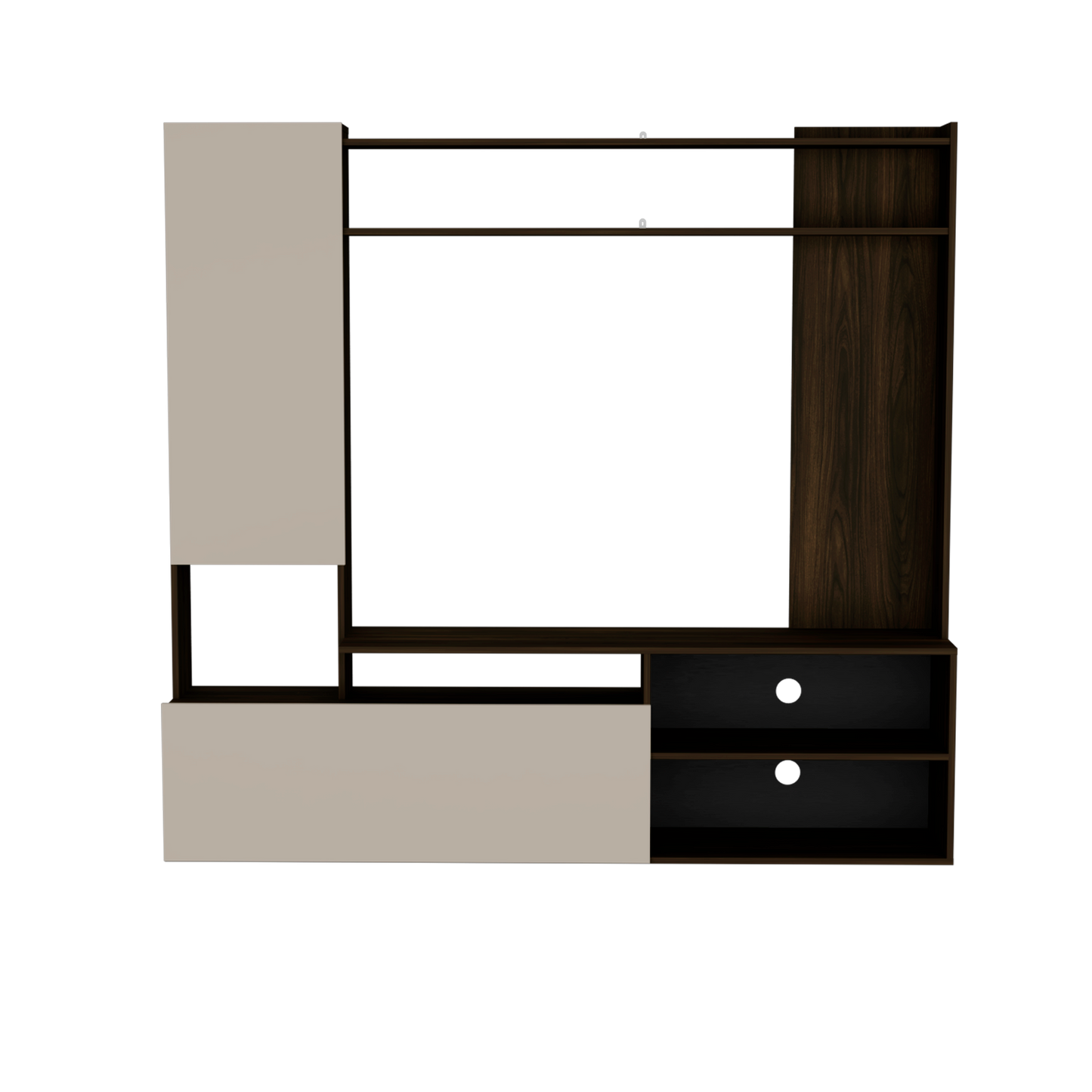 Estante Tv 70" Dos Puertas, Beige Y Café Oscuro