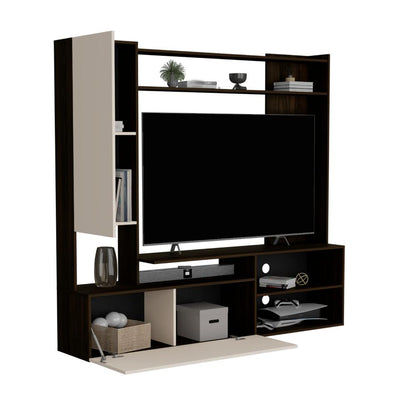 Estante Tv 70" Nolic Dos Puertas, Color Capri Y Nogal