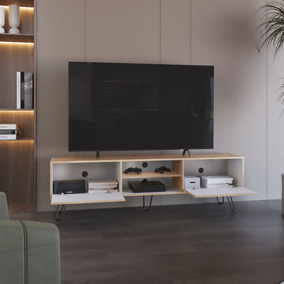 Rack Tv 80" Dos Puertas Fm 007B Blanco Y Café Claro