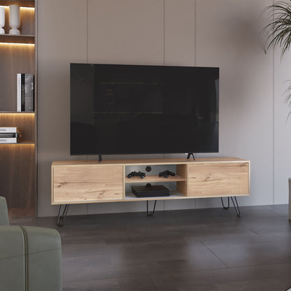 Rack Tv 80" Dos Puertas Fm 007B Blanco Y Café Claro