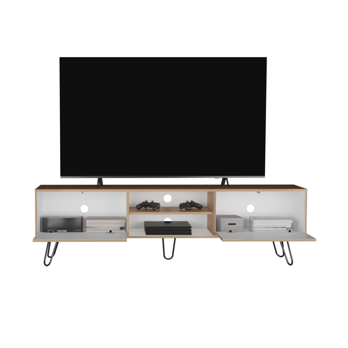 Rack Vassel Z-180, Duna Y Blanco, Con Capacidad Para Televisor De 80"