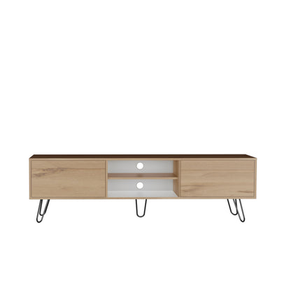 Rack Tv 80" Dos Puertas Fm 007B Blanco Y Café Claro