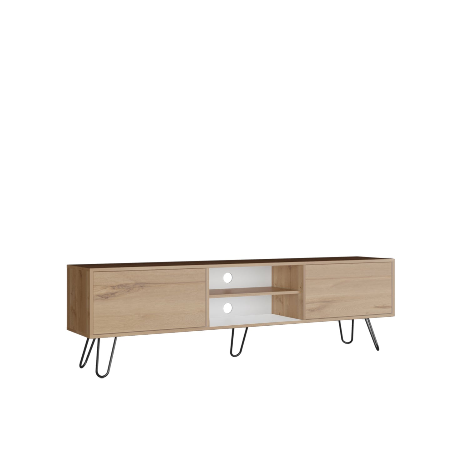 Rack Tv 80" Dos Puertas Fm 007B Blanco Y Café Claro