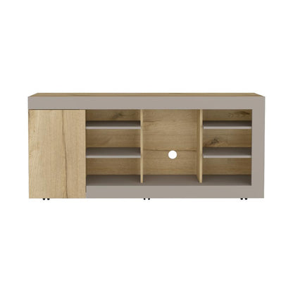 Mesa Para Tv 65" Fm, Café Claro Y Gris