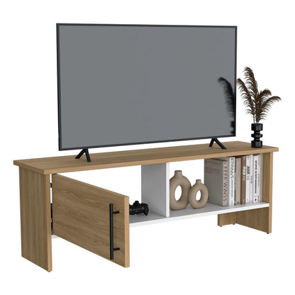 Mesa Para Tv Navi, Fresno Europeo y Blanco Duqueza, Para Televisor Hasta 55 Pulgadas Con Puerta