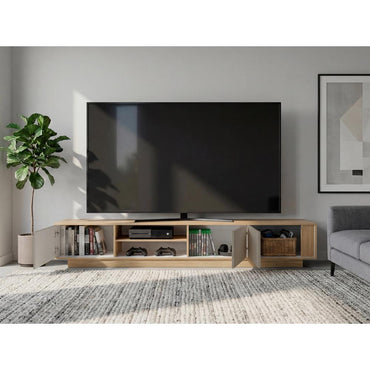 Mesa Para Tv Maldivas, Fresno Europeo y Capri, Para Televisor de Hasta 85 Pulgadas con tres puertas (vista 2)