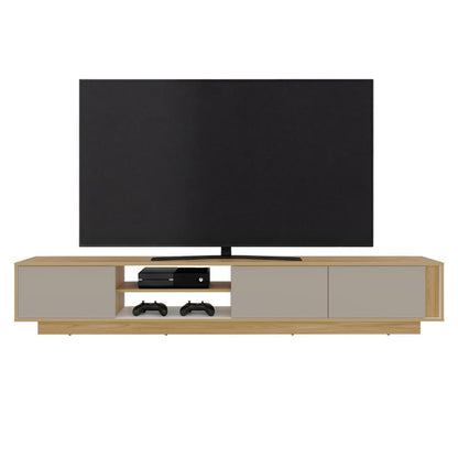 Mesa Para Tv Maldivas, Fresno Europeo y Capri, Para Televisor de Hasta 85 Pulgadas con tres puertas