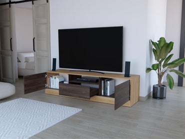 Mesa para TV Niles, Fresno Europeo y Nogal Europeo, para televisor máximo 75"