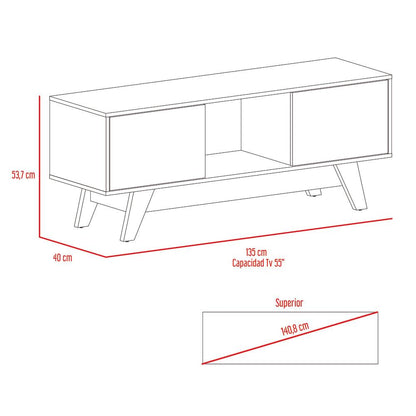 Mesa de Tv Rizzo, Castaño y Blanco Duqueza, con Espacio Para Televisor - VIRTUAL MUEBLES