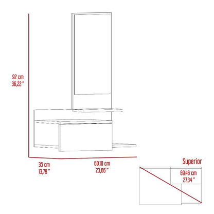 Mueble Recibidor Vienna, Recibidor Viena, Blanco, con un Cajón