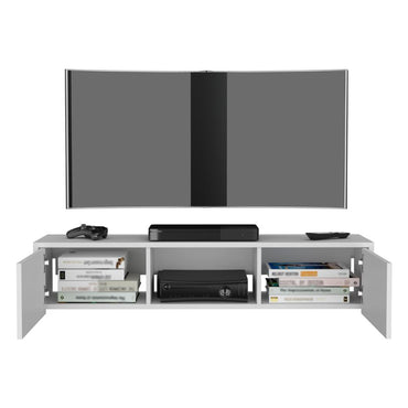 Mesa Para Tv Flotante Gleid, Blanco Duqueza, con Dos Puertas Abatibles