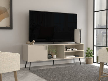 Rack Tv Vulanno 65"  Beige, Con Una Puerta Abatible