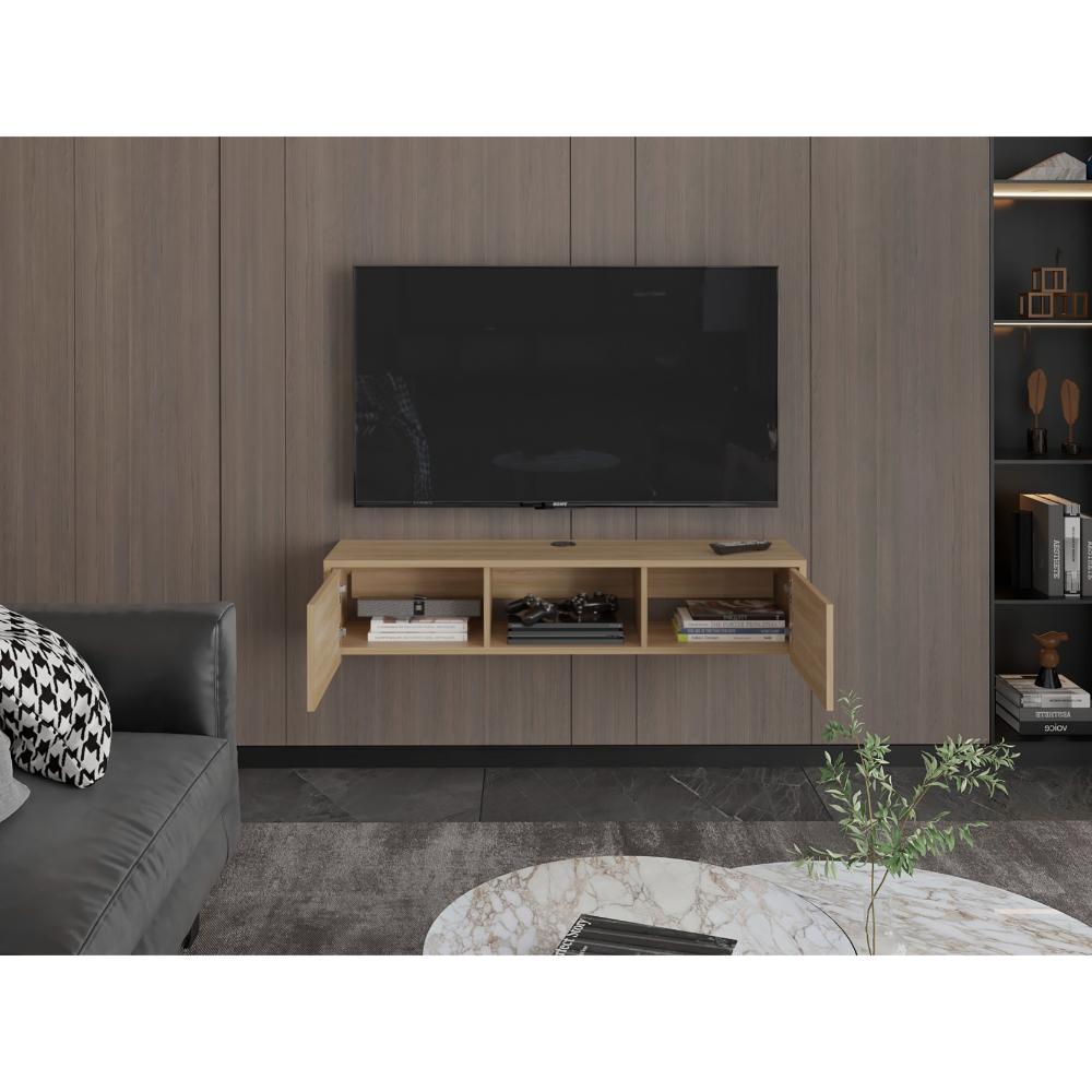Rack Tv 65" Glen Multifuncional Piso O Flotante, Fresno Europeo (vista 6)