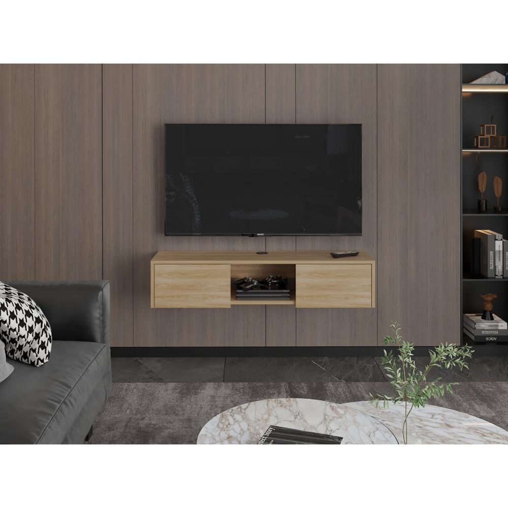 Rack Tv 65" Glen Multifuncional Piso O Flotante, Fresno Europeo (vista 2)