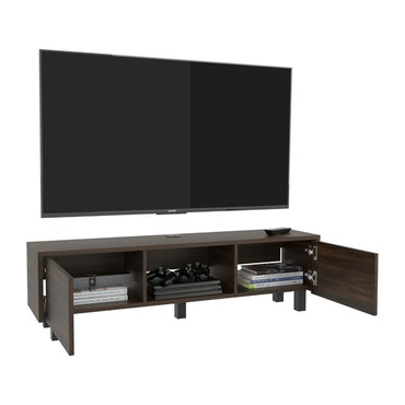 Mesa Para Tv Flotante Gleid, Nogal Europeo, con Dos Puertas Abatibles