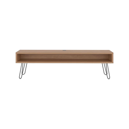 Mesa Para Tv Ralf, Miel, con patas metálicas y espacio de tv hasta 70 pulgadas