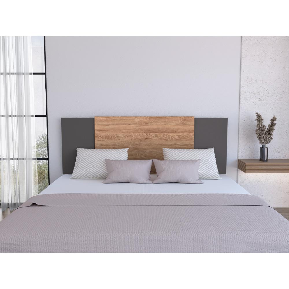 Respaldo De Cama Dos Plazas Neuss Graduable, Miel Y Plomo