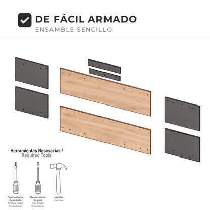 Respaldo De Cama Dos Plazas Neuss Graduable, Miel Y Plomo