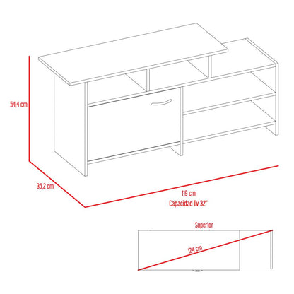 Rack Tv Liena 32" Café Claro, Con Varios Entrepaños Y Una Puerta