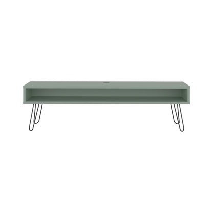 Mesa Para Tv Ralf, Agave, con patas metálicas y espacio de tv hasta 70 pulgadas
