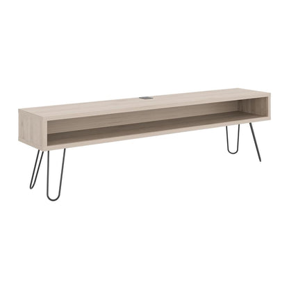 Mesa Para Tv Ralf, Humo, con patas metálicas y espacio de tv hasta 70 pulgadas